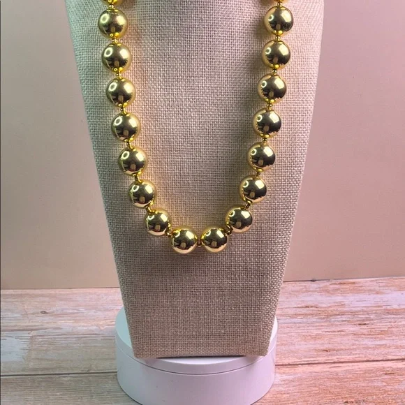 Vintage Gold Tone Chunky Beaded Statement Necklace Heavy - Picture 3 of 8